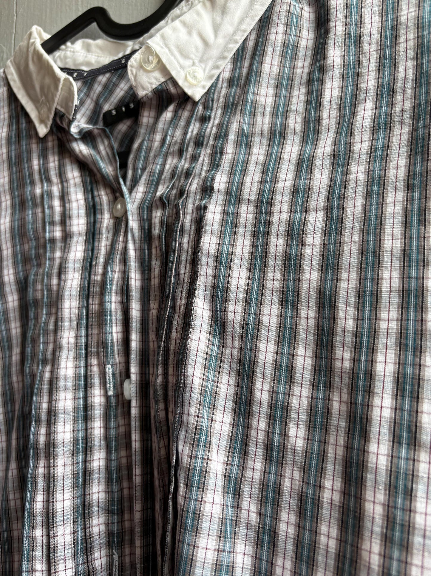 Cotton Plaid Button-Up Shirt — fabric close-up