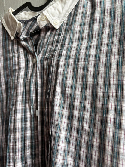 Cotton Plaid Button-Up Shirt — fabric close-up