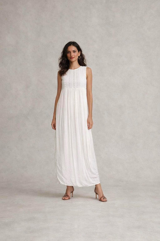 Vintage Ivory Cotton Maxi Dress
