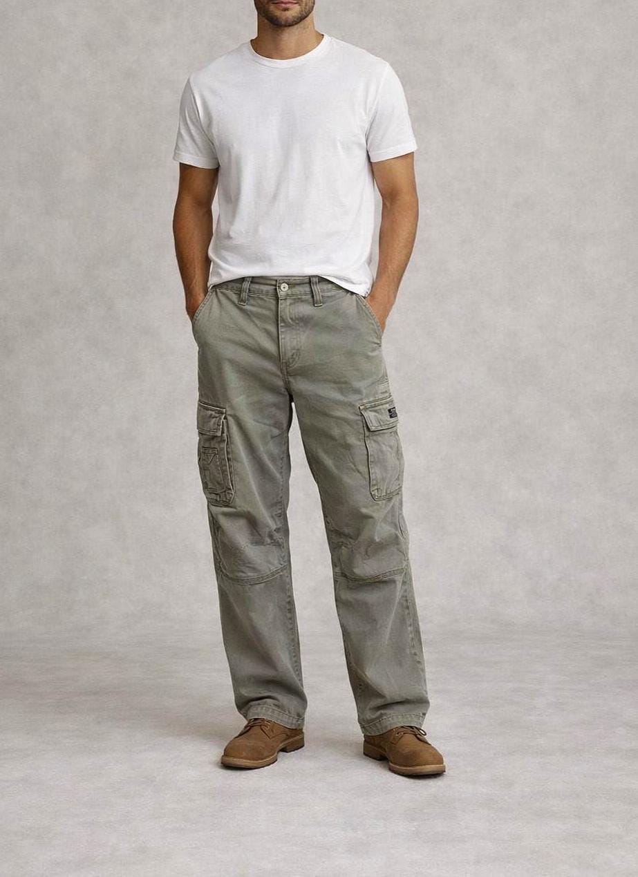 Cotton Grey Vintage Cargo Pants