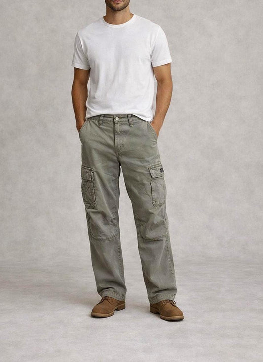 Cotton Grey Vintage Cargo Pants