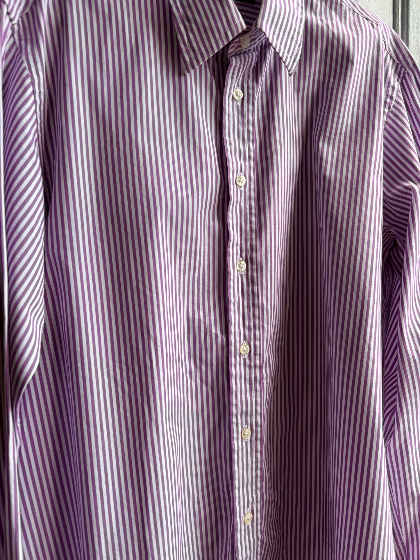 Purple Striped Button-Up Shirt by Purificación García — back view