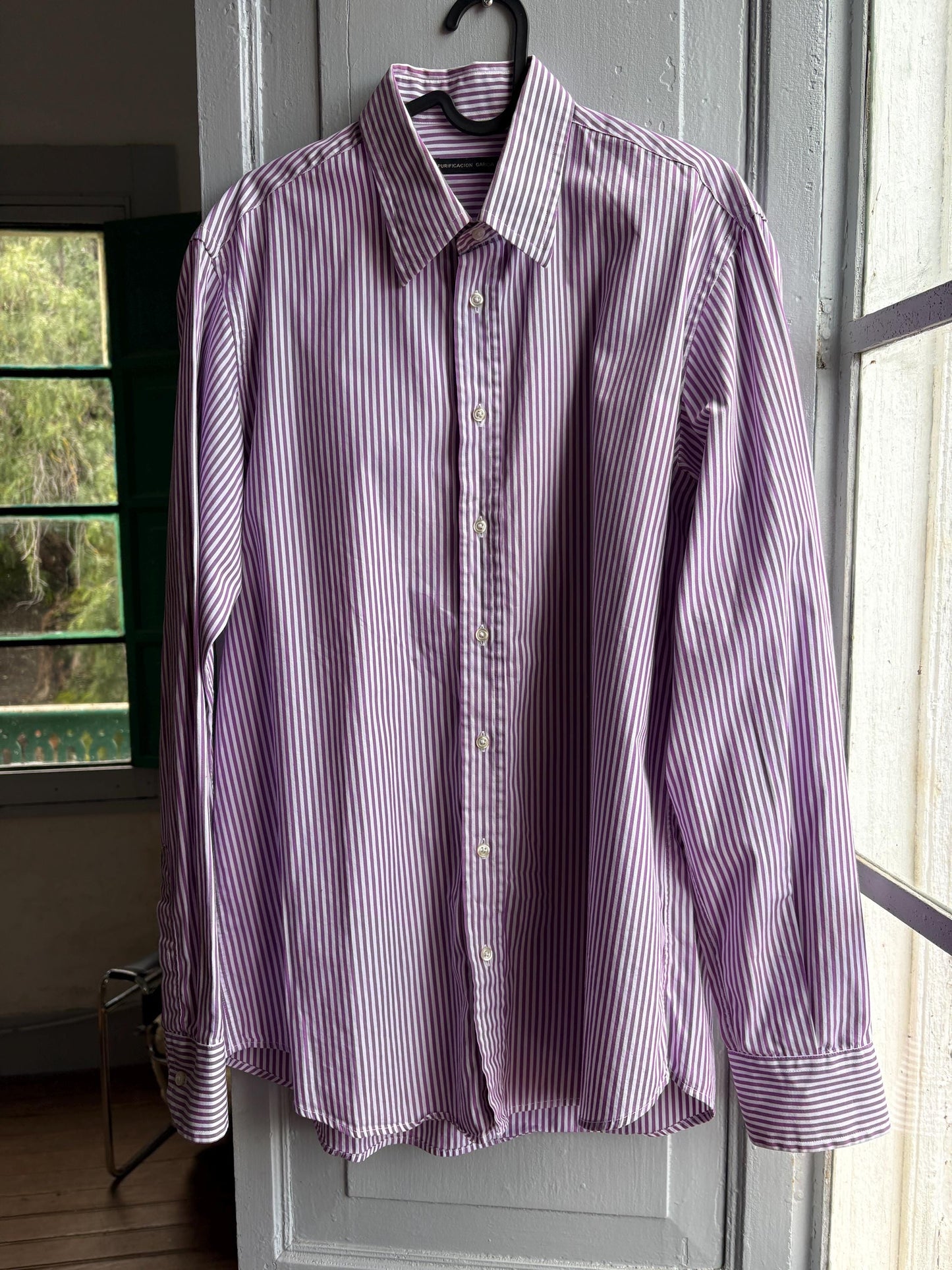 Purple Striped Button-Up Shirt by Purificación García — additional view 11