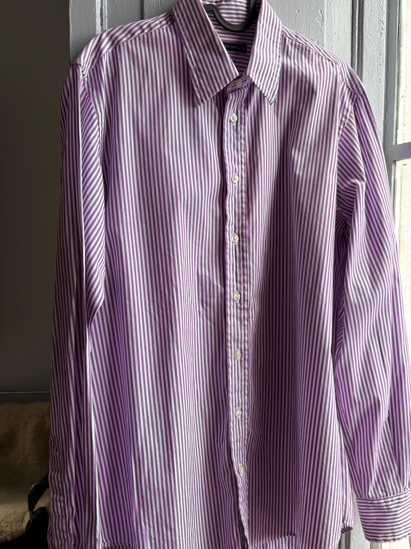 Purple Striped Button-Up Shirt by Purificación García — additional view 5