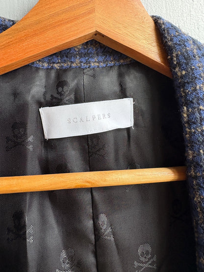 Navy Blue Plaid Tweed Blazer for Men — additional view 12