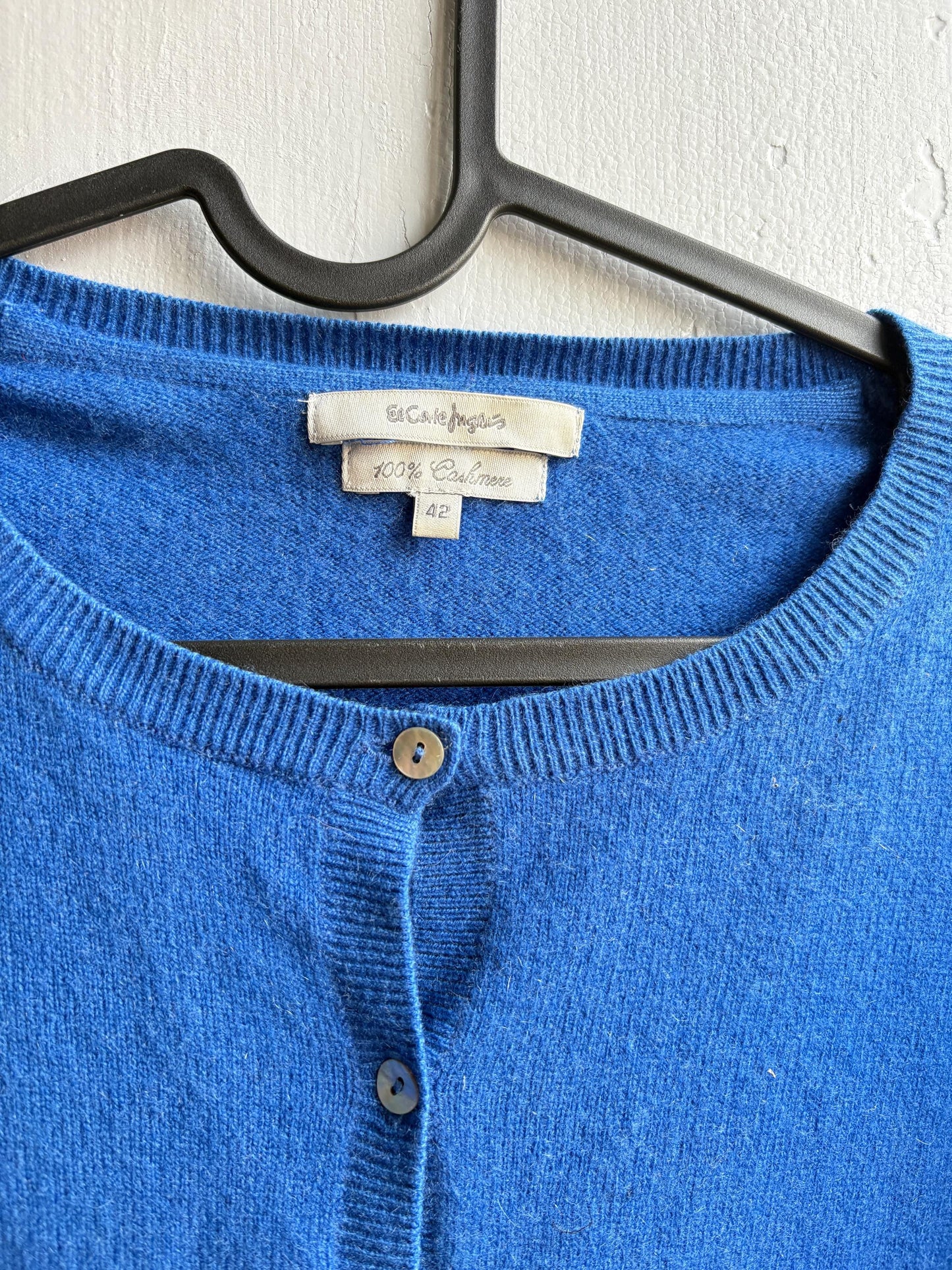 Vintage Blue Cashmere Cardigan with Pearl Buttons — additional view 13