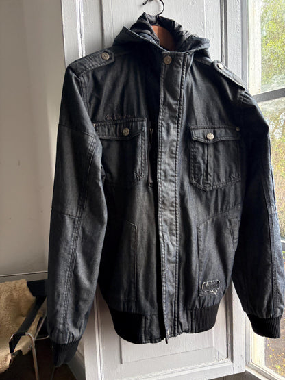 Dark Grey Hooded Men's Jacket — back view