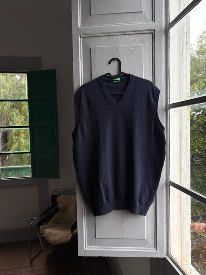 Navy Merino Wool Dark Academia Waistcoat — additional view 5
