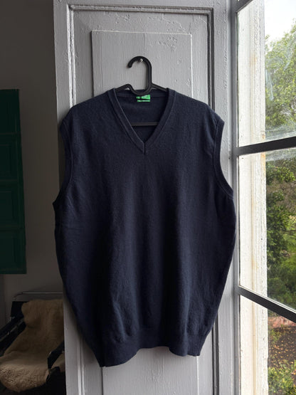 Navy Merino Wool Dark Academia Waistcoat — additional view 11