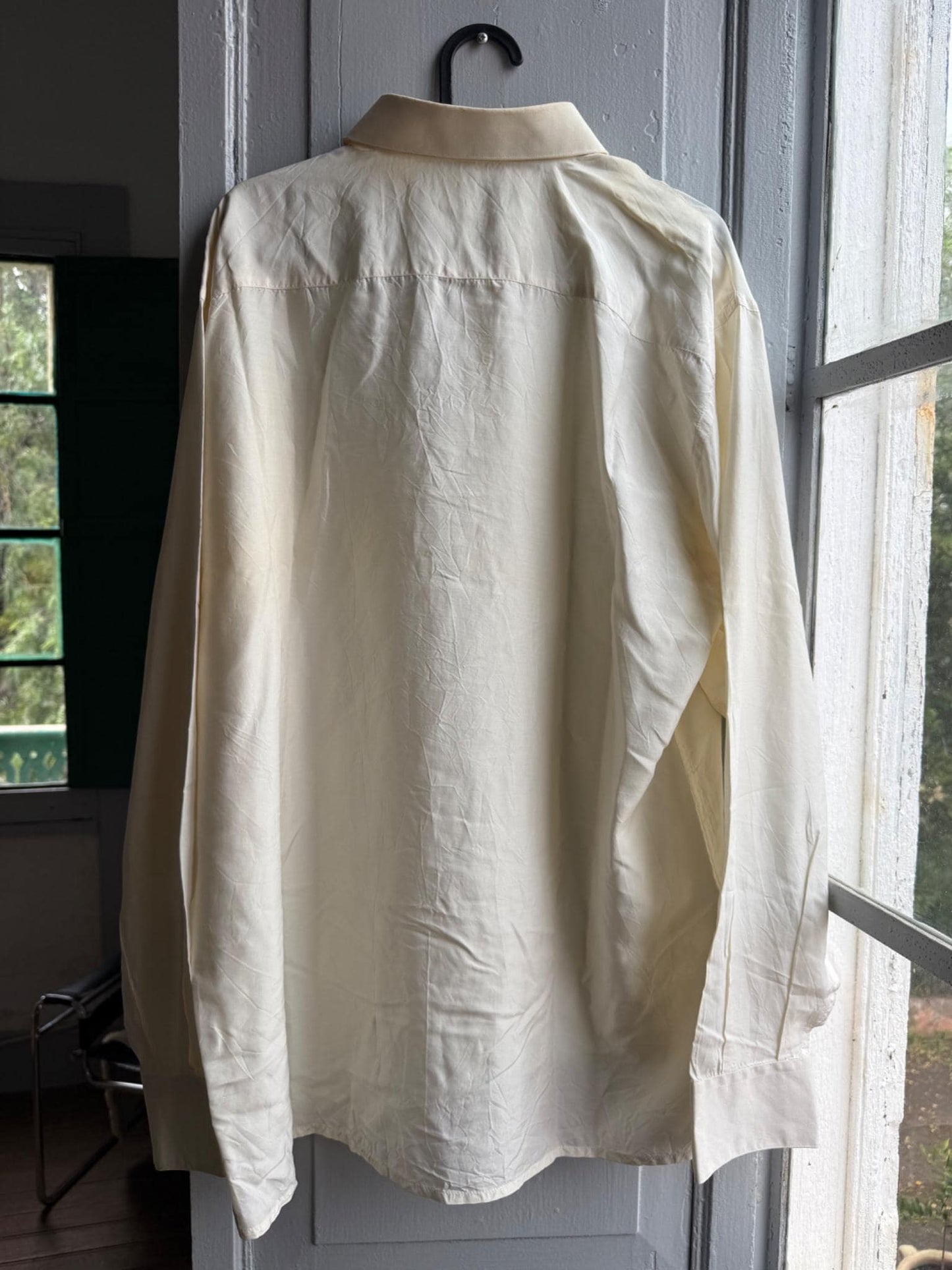 Vintage Italian Luxe Silk Button Up Shirt — fabric close-up