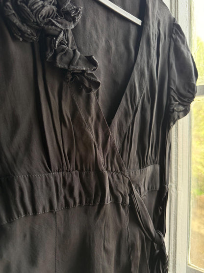 Black V-Neck Waistline Blouse for Women — additional view 6