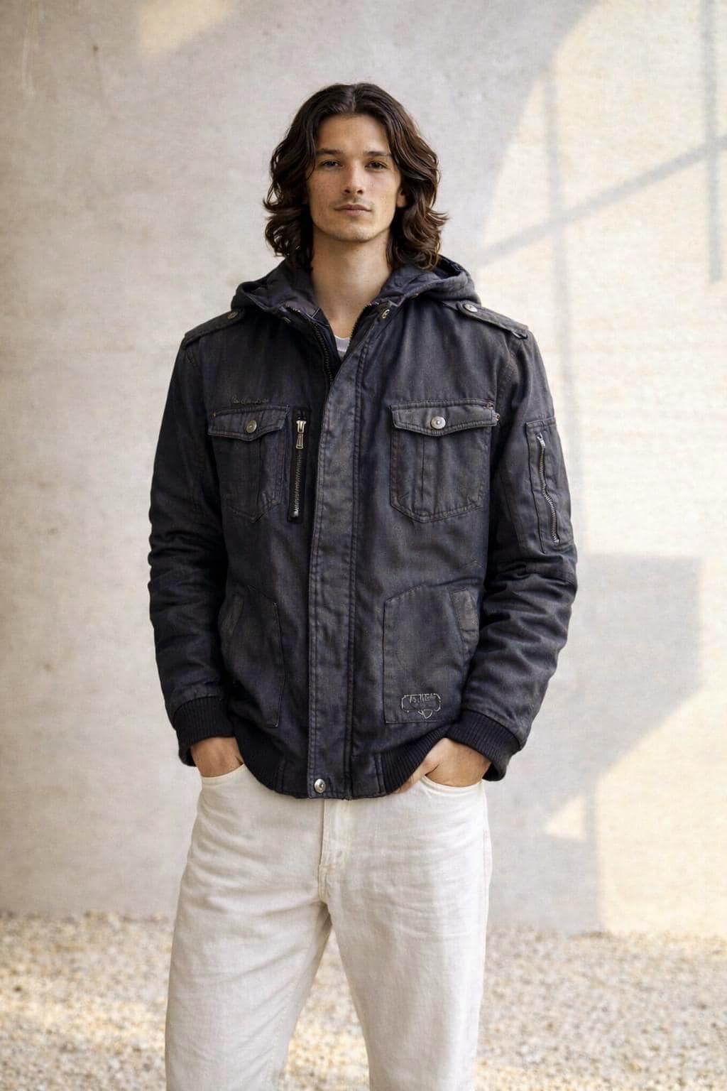 Dark Grey Hooded Men's Jacket