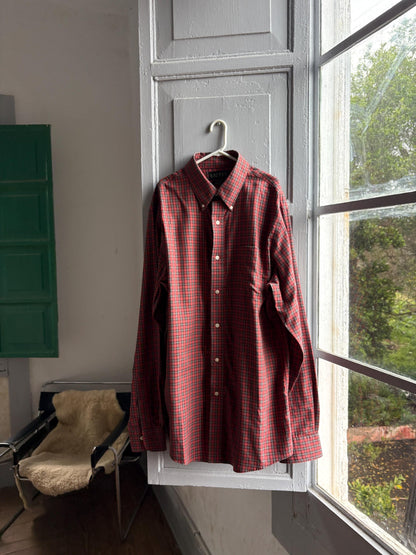 Red Plaid Cotton Button-Up Shirt — additional view 6