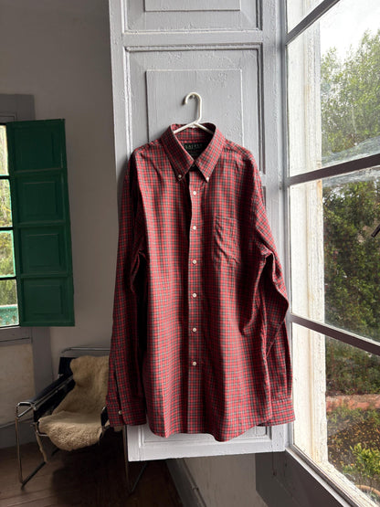 Red Plaid Cotton Button-Up Shirt — additional view 7