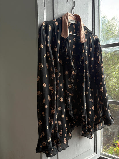 Vintage Silk Floral Ruffle Blouse — additional view 14