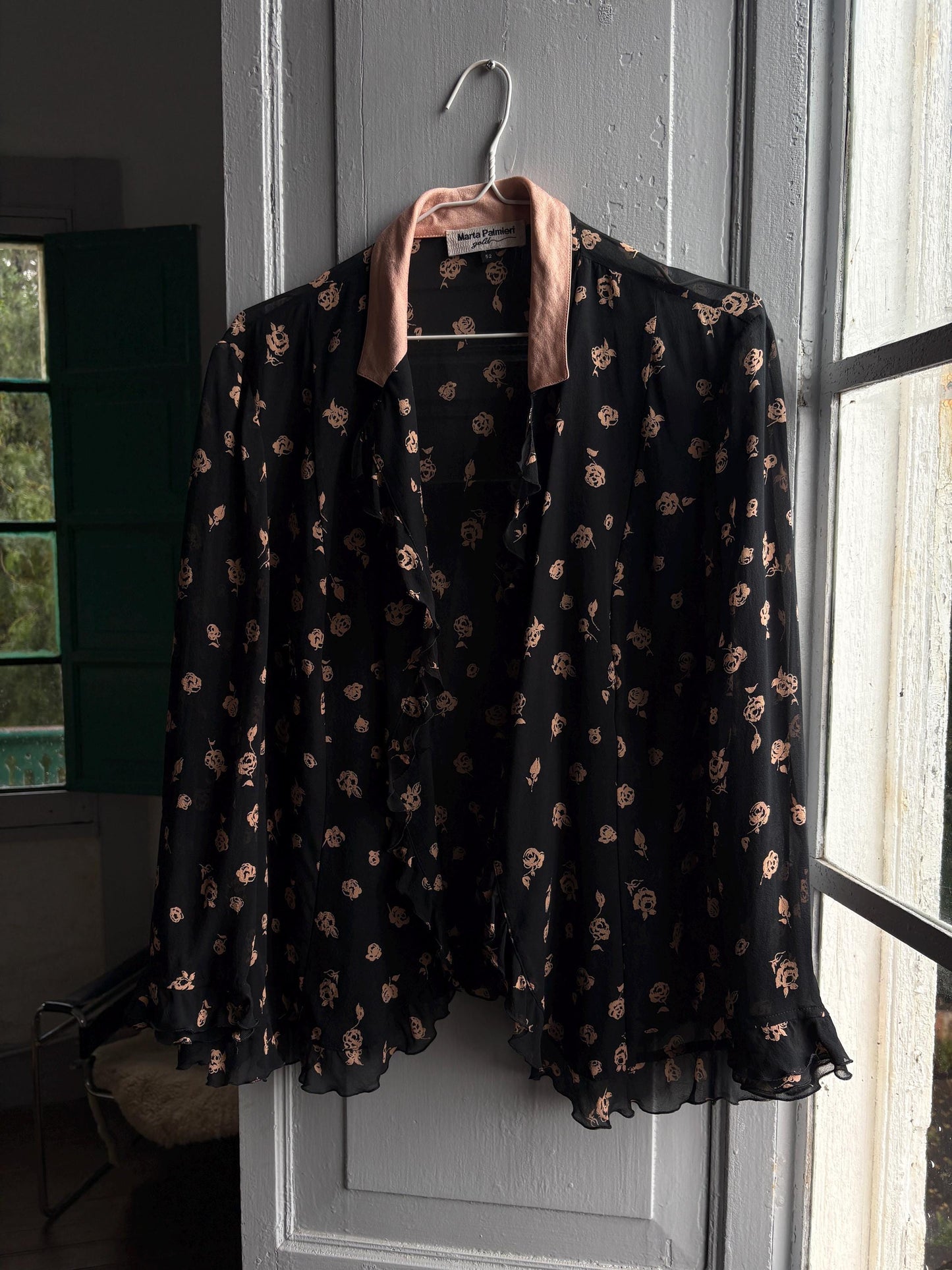Vintage Silk Floral Ruffle Blouse — additional view 5