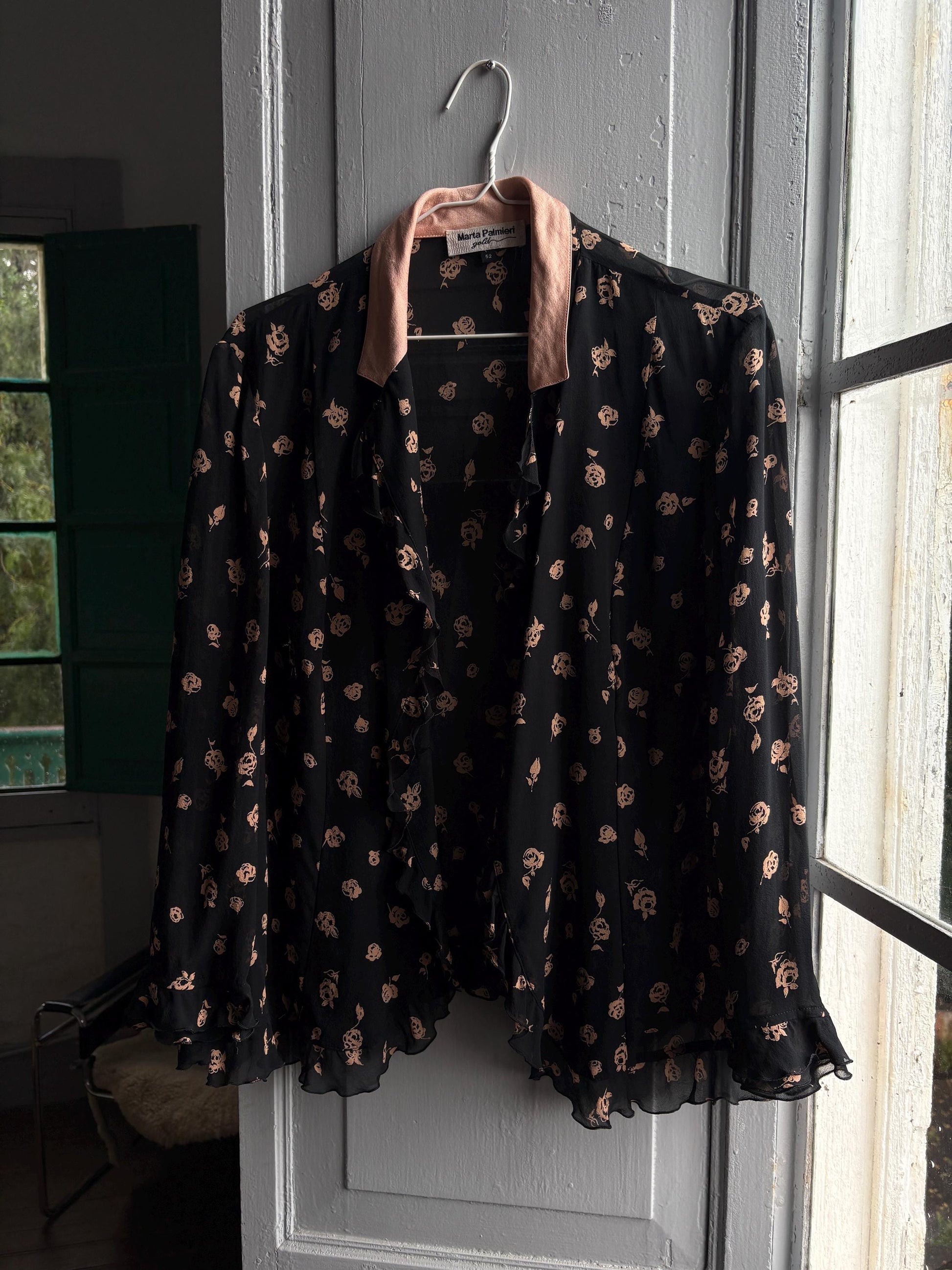 Vintage Silk Floral Ruffle Blouse — additional view 5