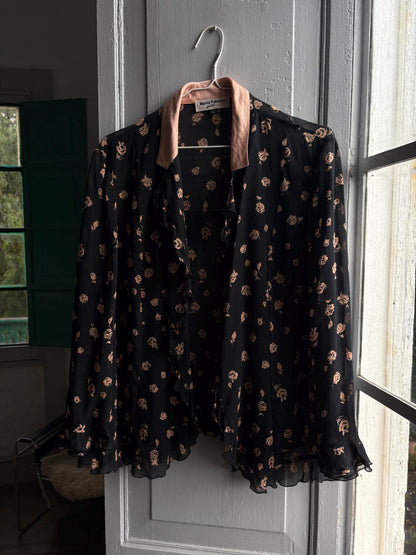 Vintage Silk Floral Ruffle Blouse — additional view 5