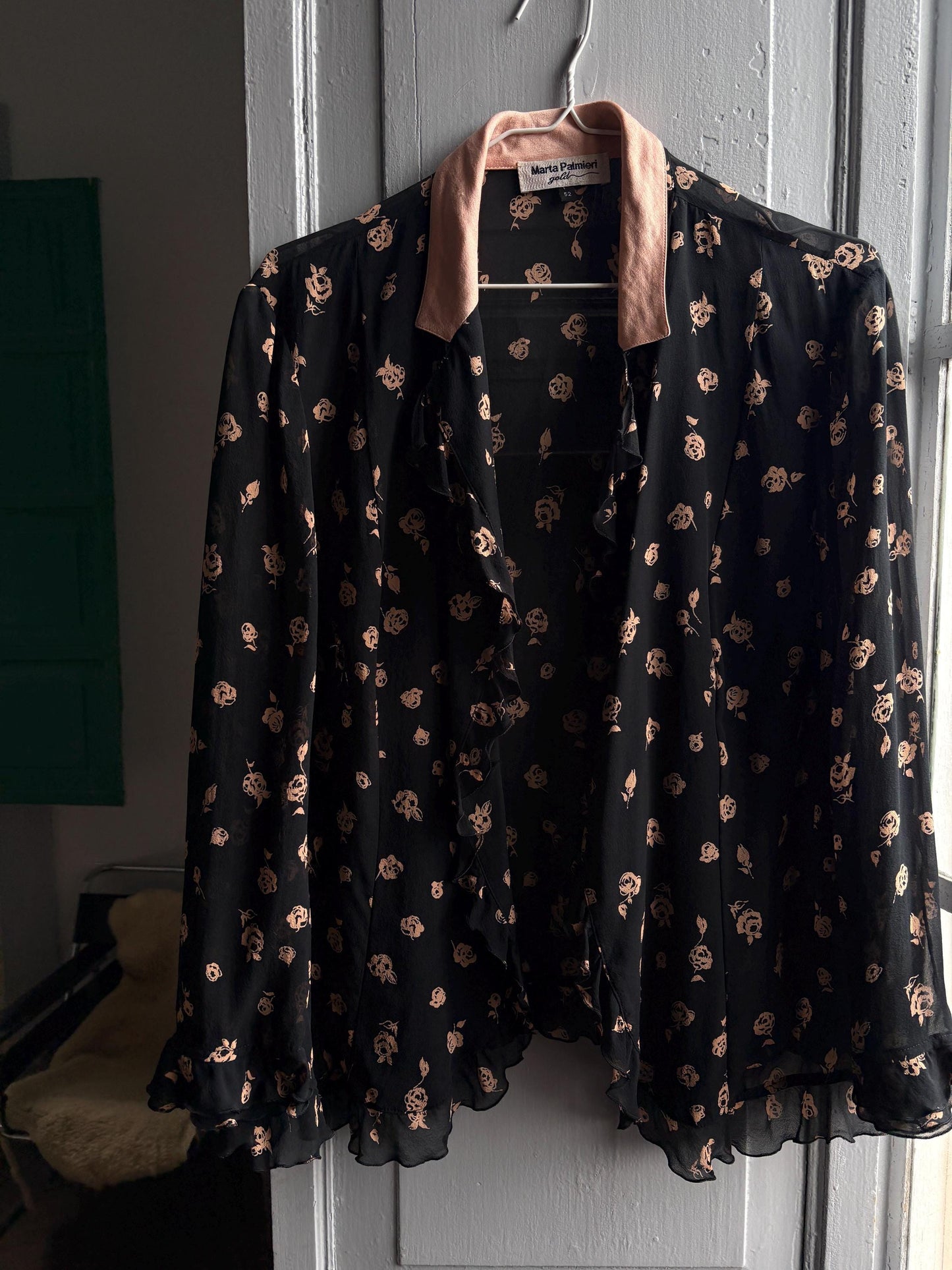 Vintage Silk Floral Ruffle Blouse — additional view 12