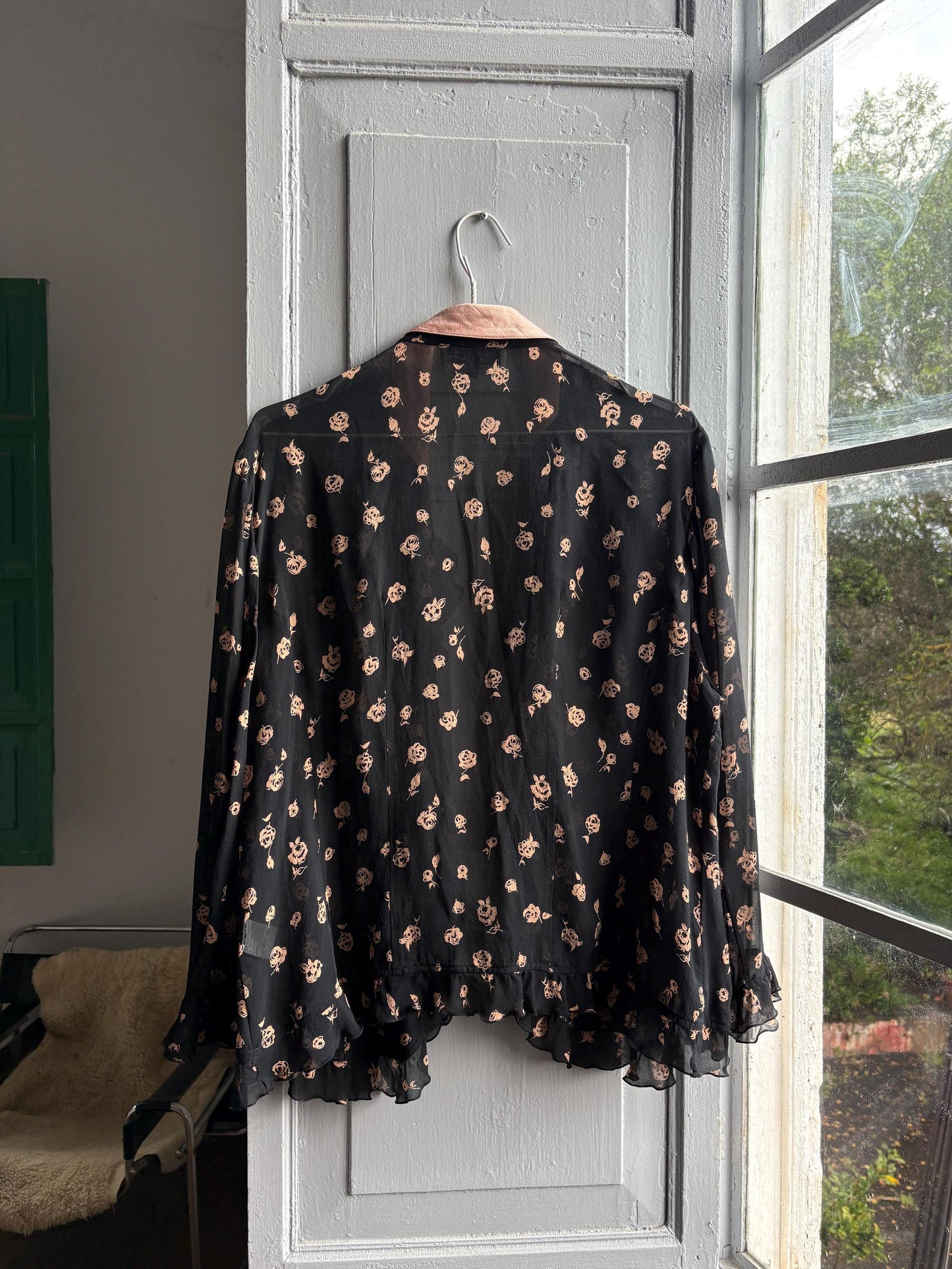 Vintage Silk Floral Ruffle Blouse — additional view 7