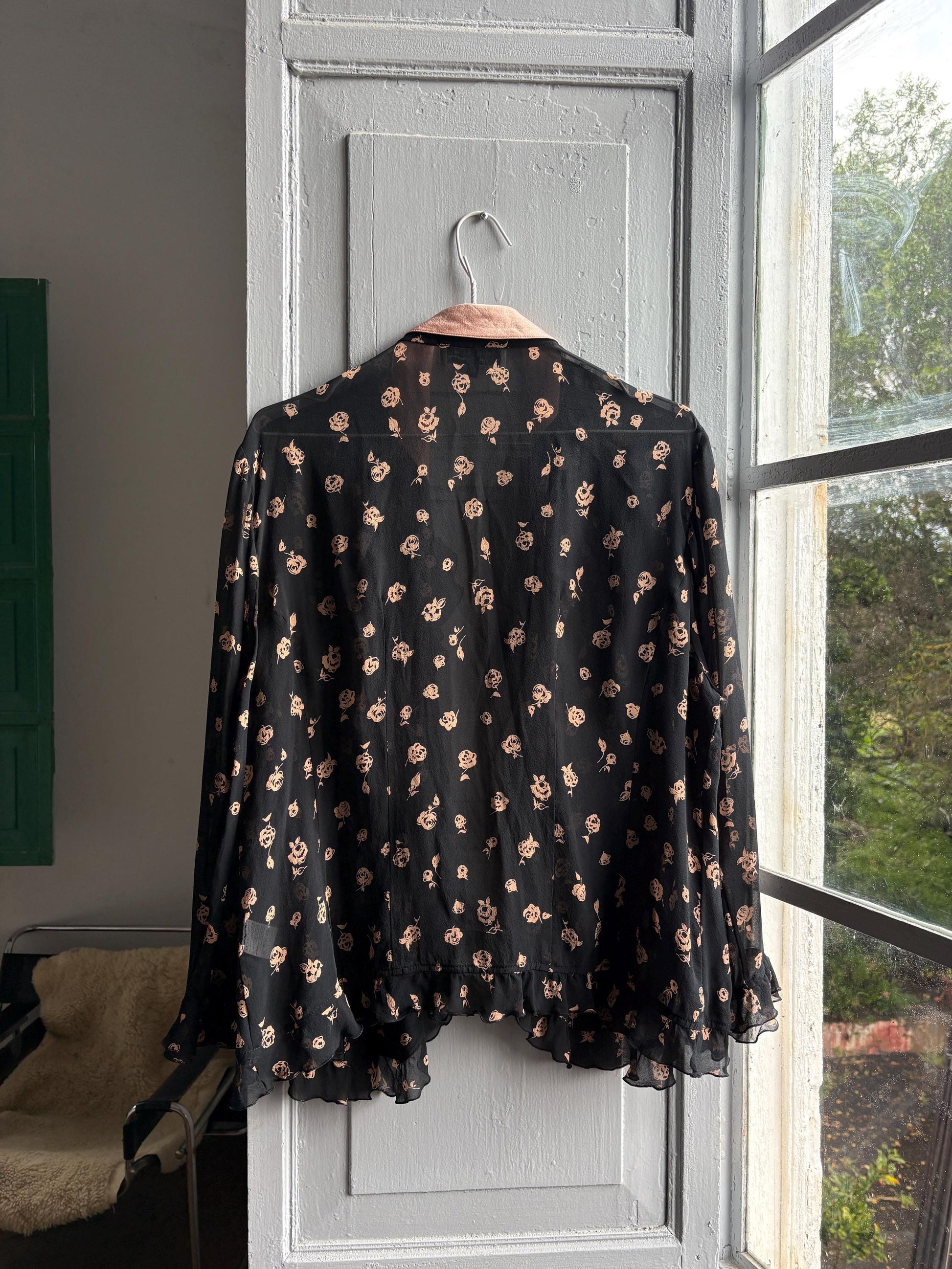 Vintage Silk Floral Ruffle Blouse — additional view 7