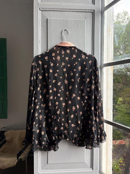 Vintage Silk Floral Ruffle Blouse — additional view 7