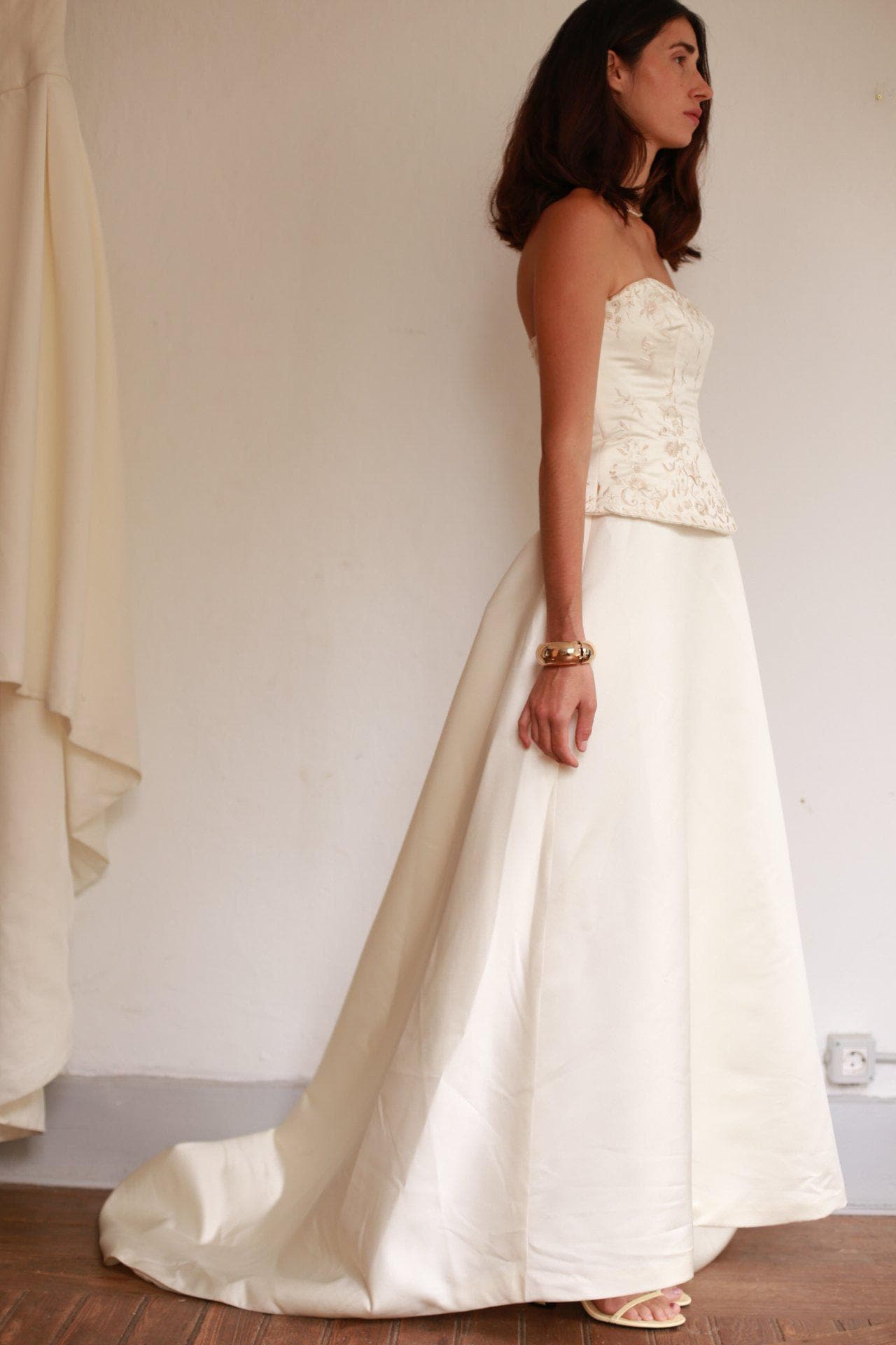 Pronovias White Floral Embroidered Wedding Gown — additional view 6