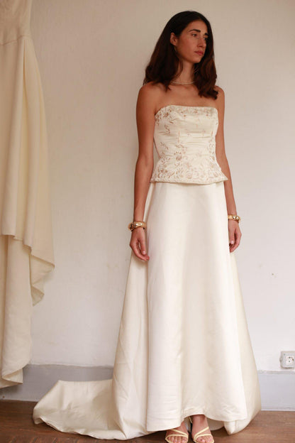 Pronovias White Floral Embroidered Wedding Gown — additional view 7