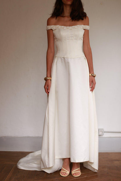 Ivory Lace Detail A-Line Wedding Dress — additional view 5