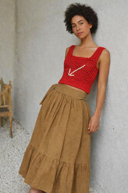 Sailor-Themed Red Crochet Top