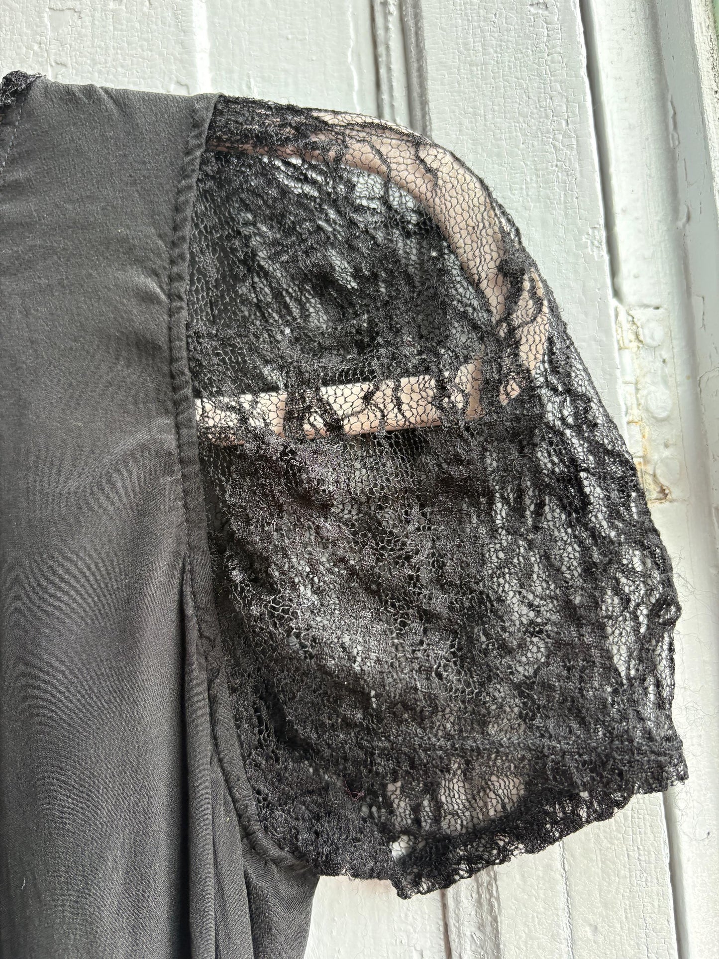 Black Silk Shirt With Lace Sleeves — additional view 5