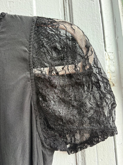 Black Silk Shirt With Lace Sleeves — additional view 5