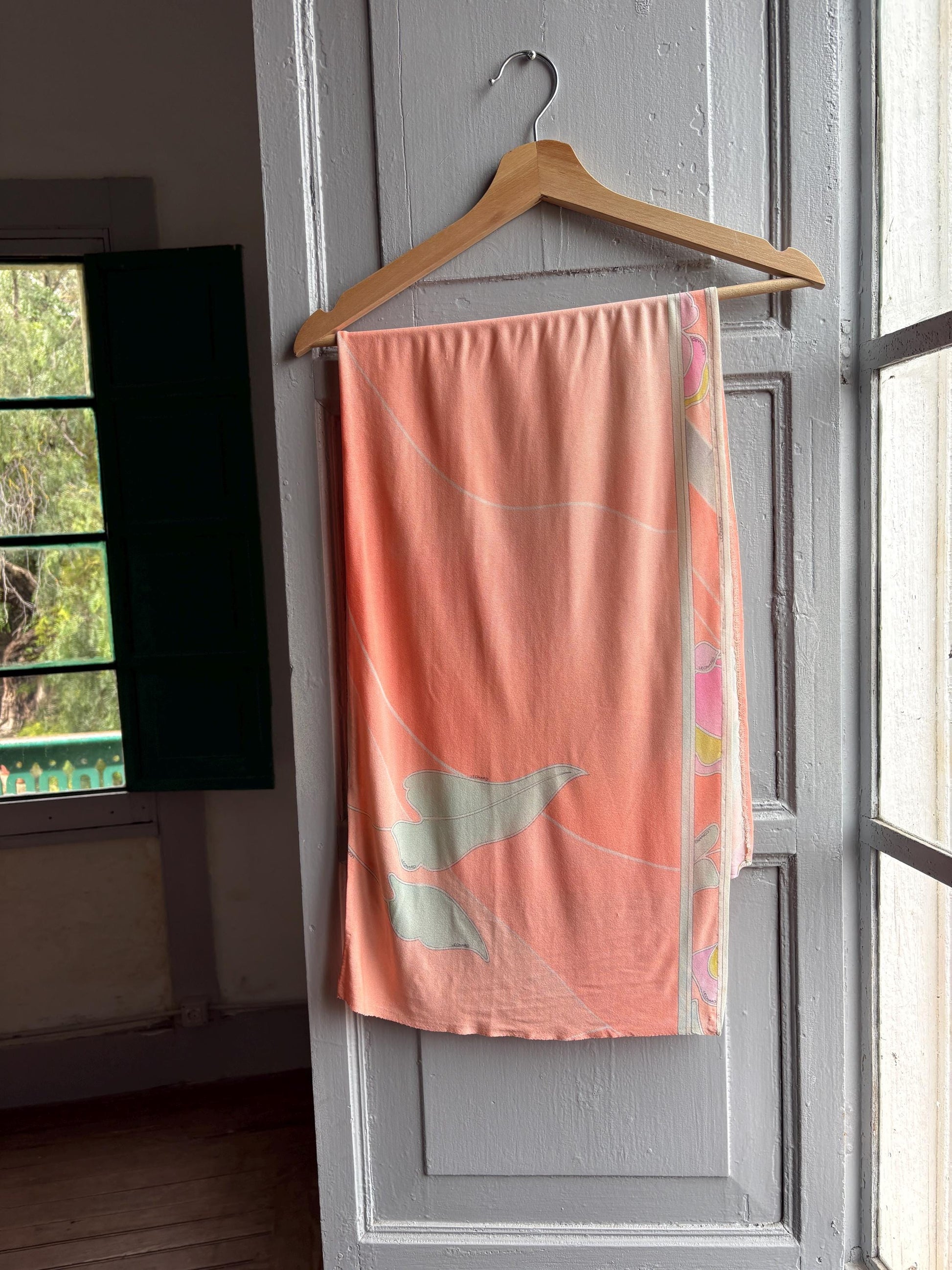 Vintage Leonard Paris Floral Scarf — detail
