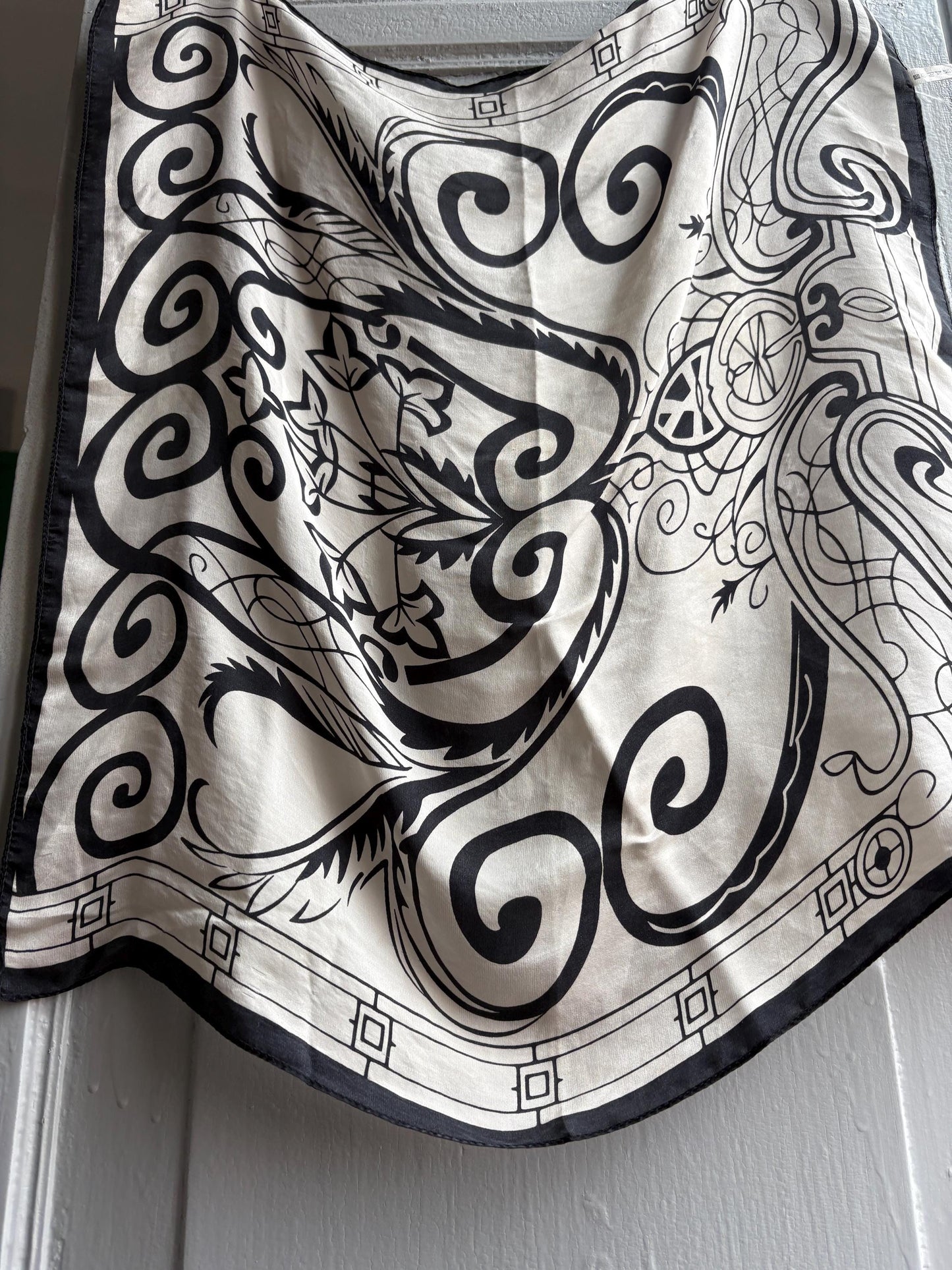 Luxury Black and White Silk Scarf — additional view 11