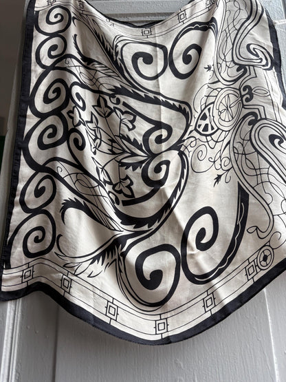 Luxury Black and White Silk Scarf — additional view 11