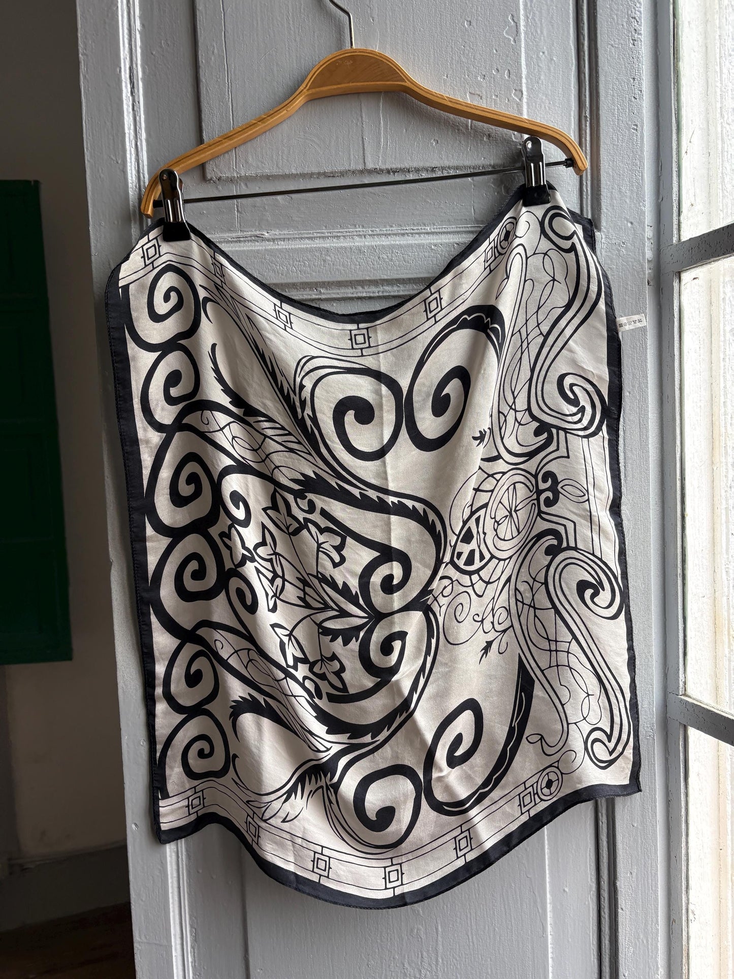 Luxury Black and White Silk Scarf — additional view 8