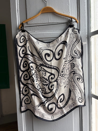 Luxury Black and White Silk Scarf — additional view 8
