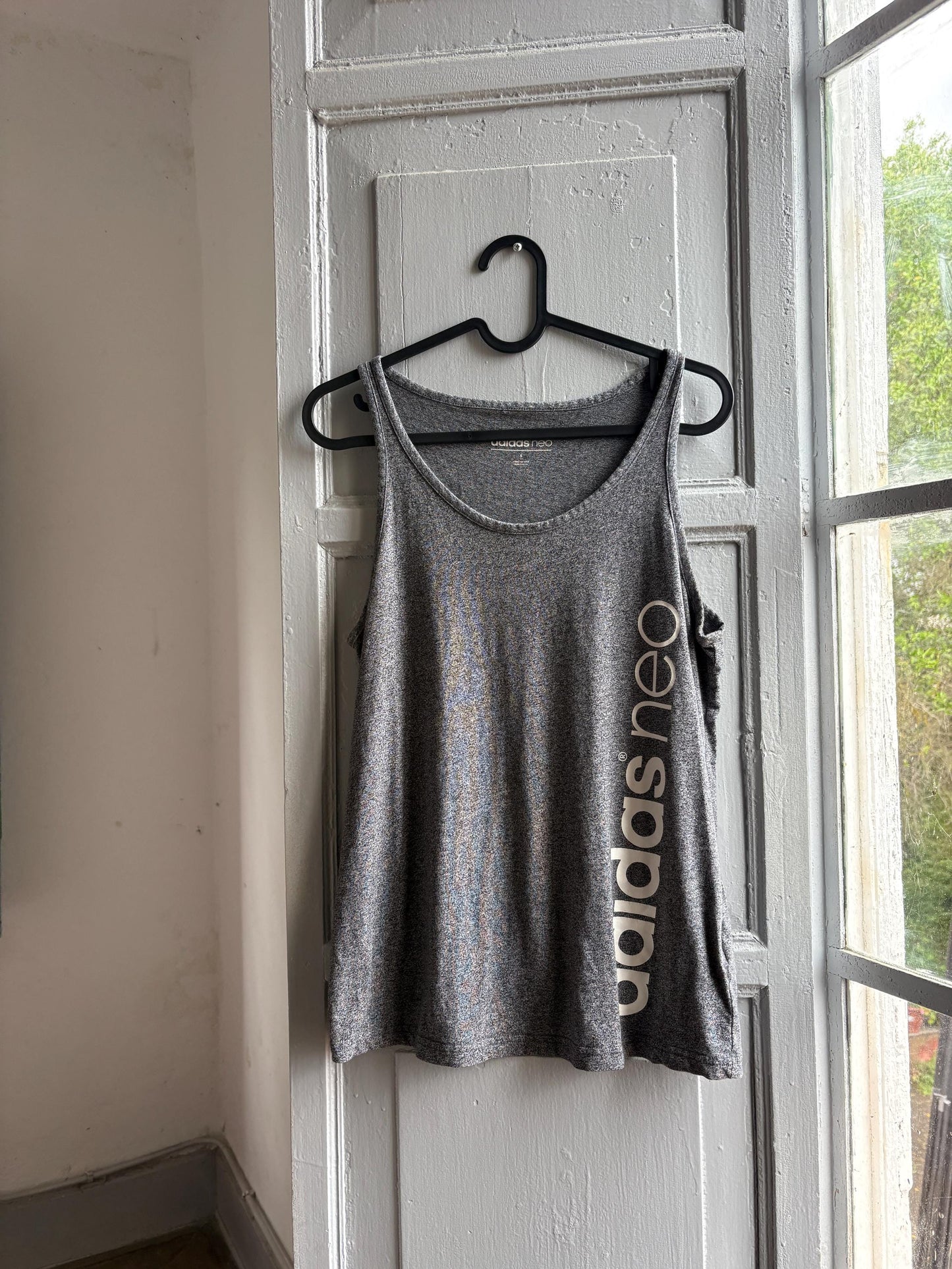 Adidas Neo Grey Cotton Tank Top — back view