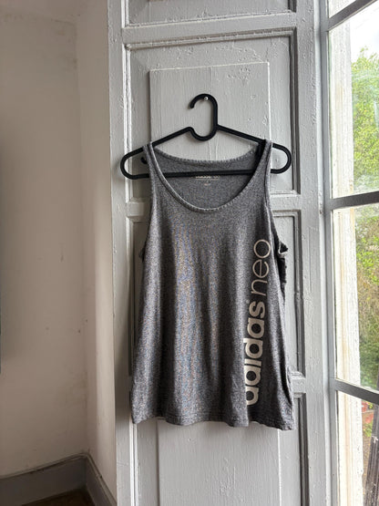 Adidas Neo Grey Cotton Tank Top — back view
