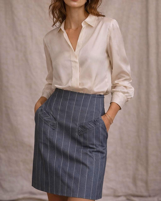 Vintage Italian Pinstripe Skirt - Officecore Minimal