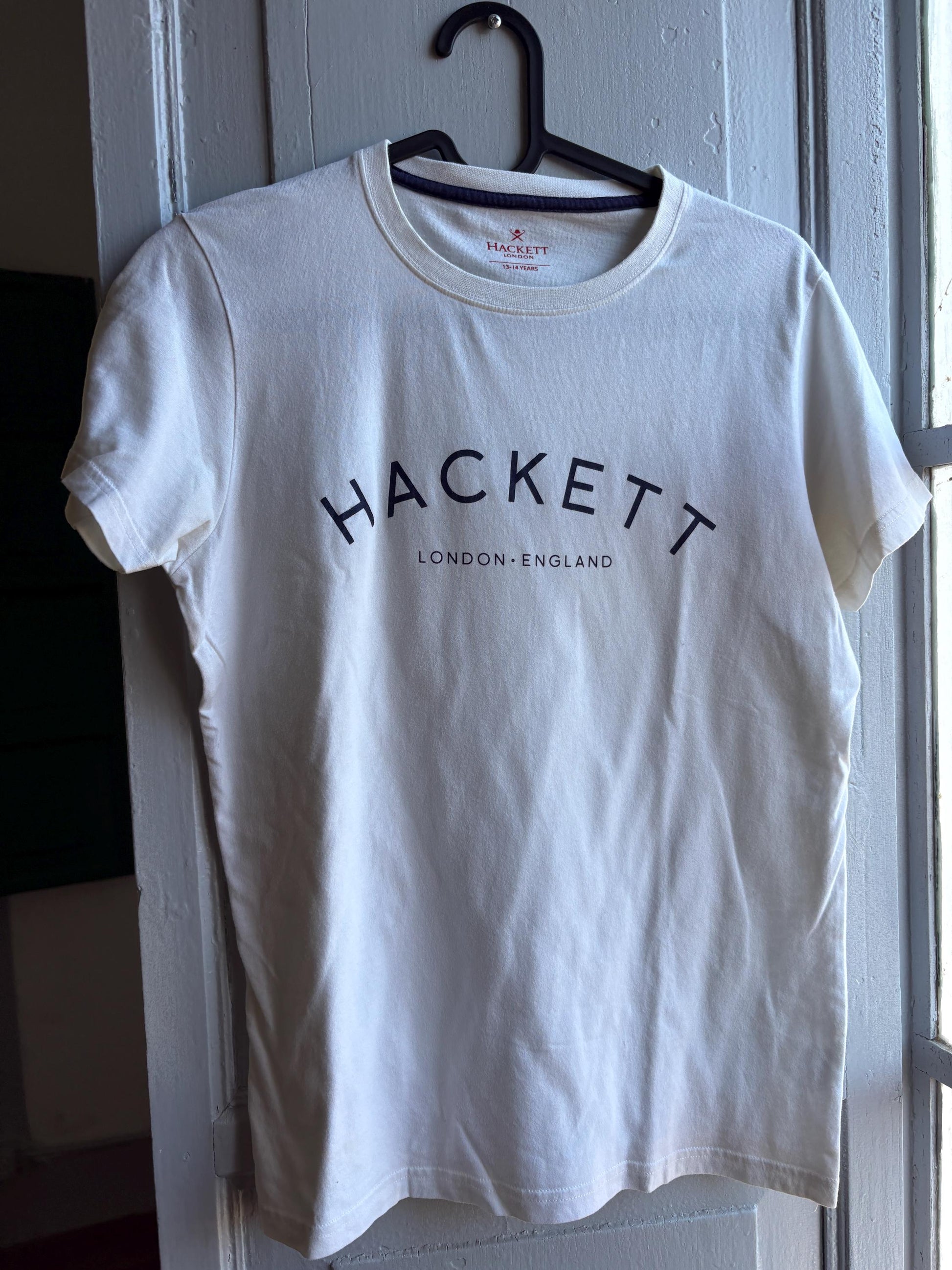 Hackett White Cotton T-Shirt For Boys — back view