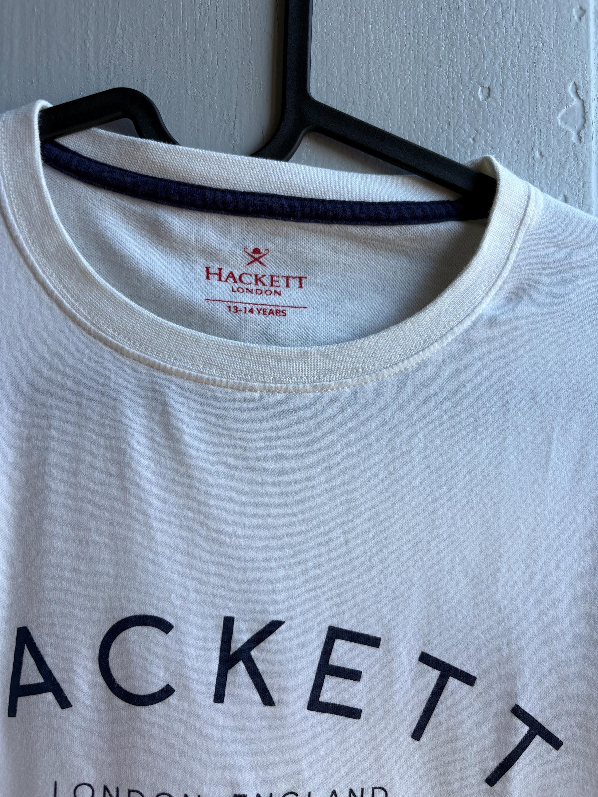 Hackett White Cotton T-Shirt For Boys — fabric close-up