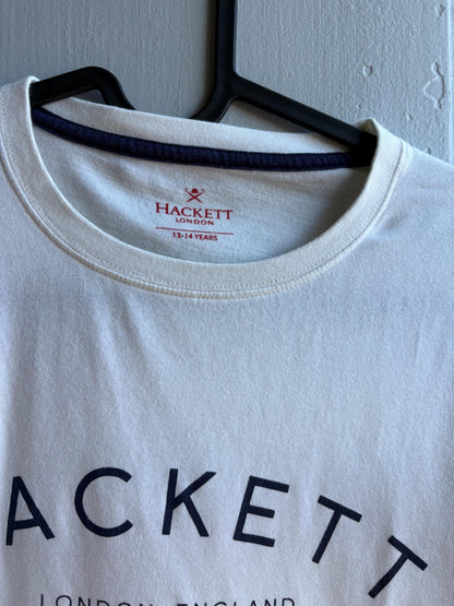 Hackett White Cotton T-Shirt For Boys — fabric close-up