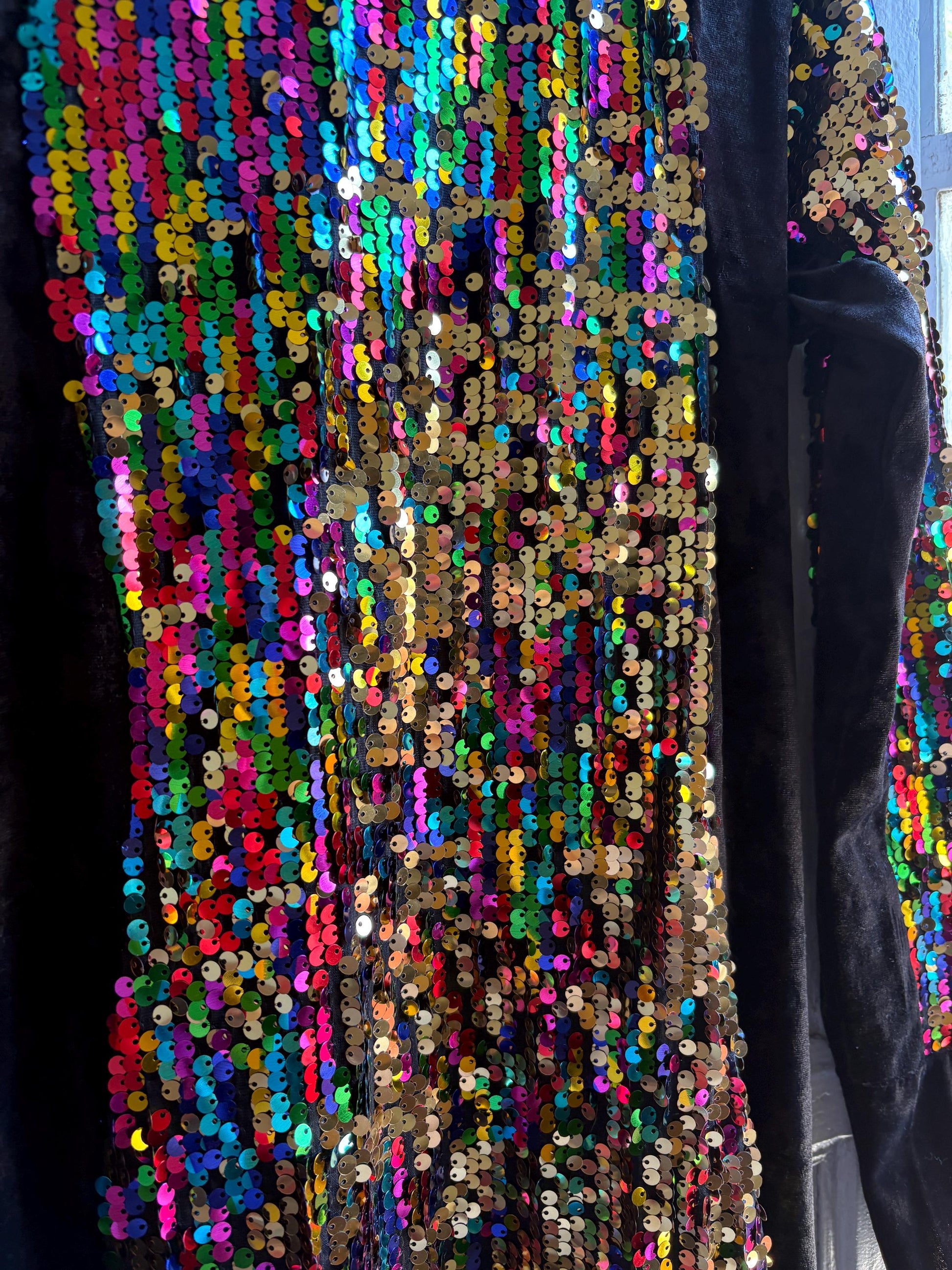 Vintage Black Velvet Sequin Turtleneck Dress — additional view 11