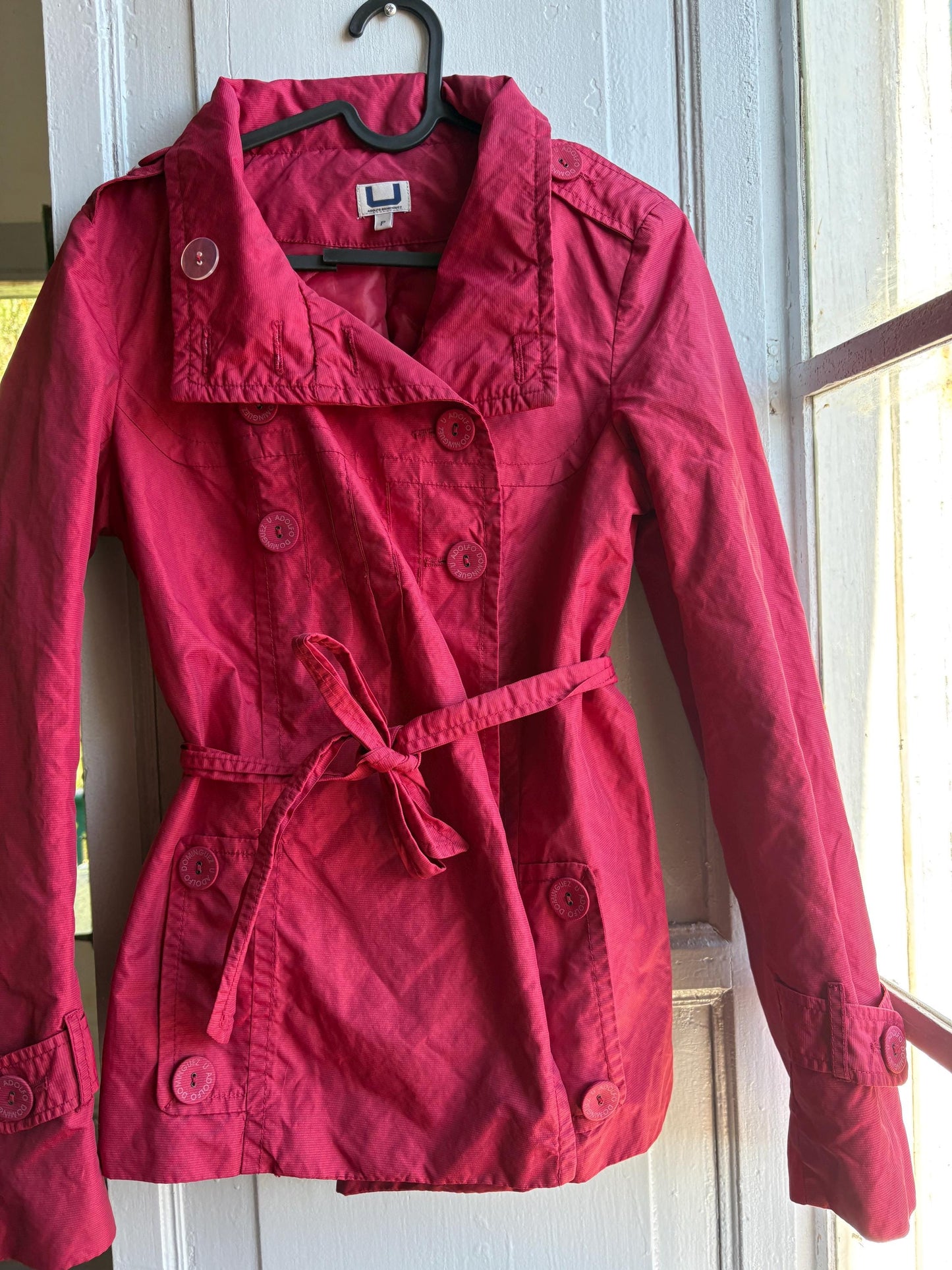 Adolfo Dominguez Red Belted Trench Coat — additional view 7