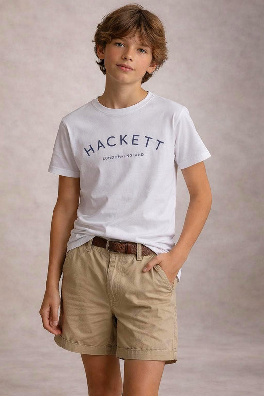 Hackett White Cotton T-Shirt For Boys
