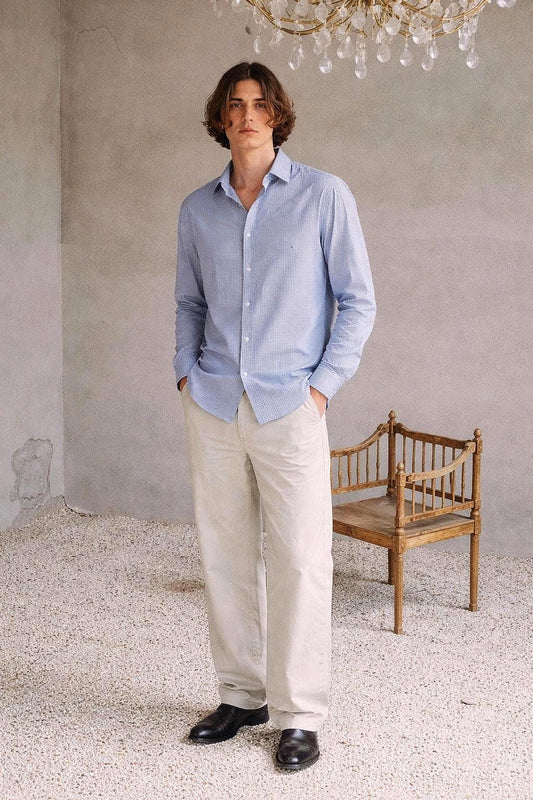 Vintage Cotton Oxford Shirt - Blue Print