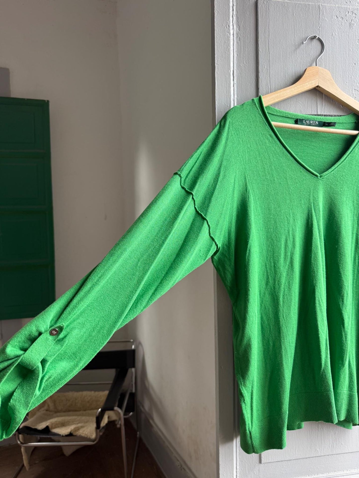 Lauren Ralph Lauren Green V-Neck Shirt — additional view 5