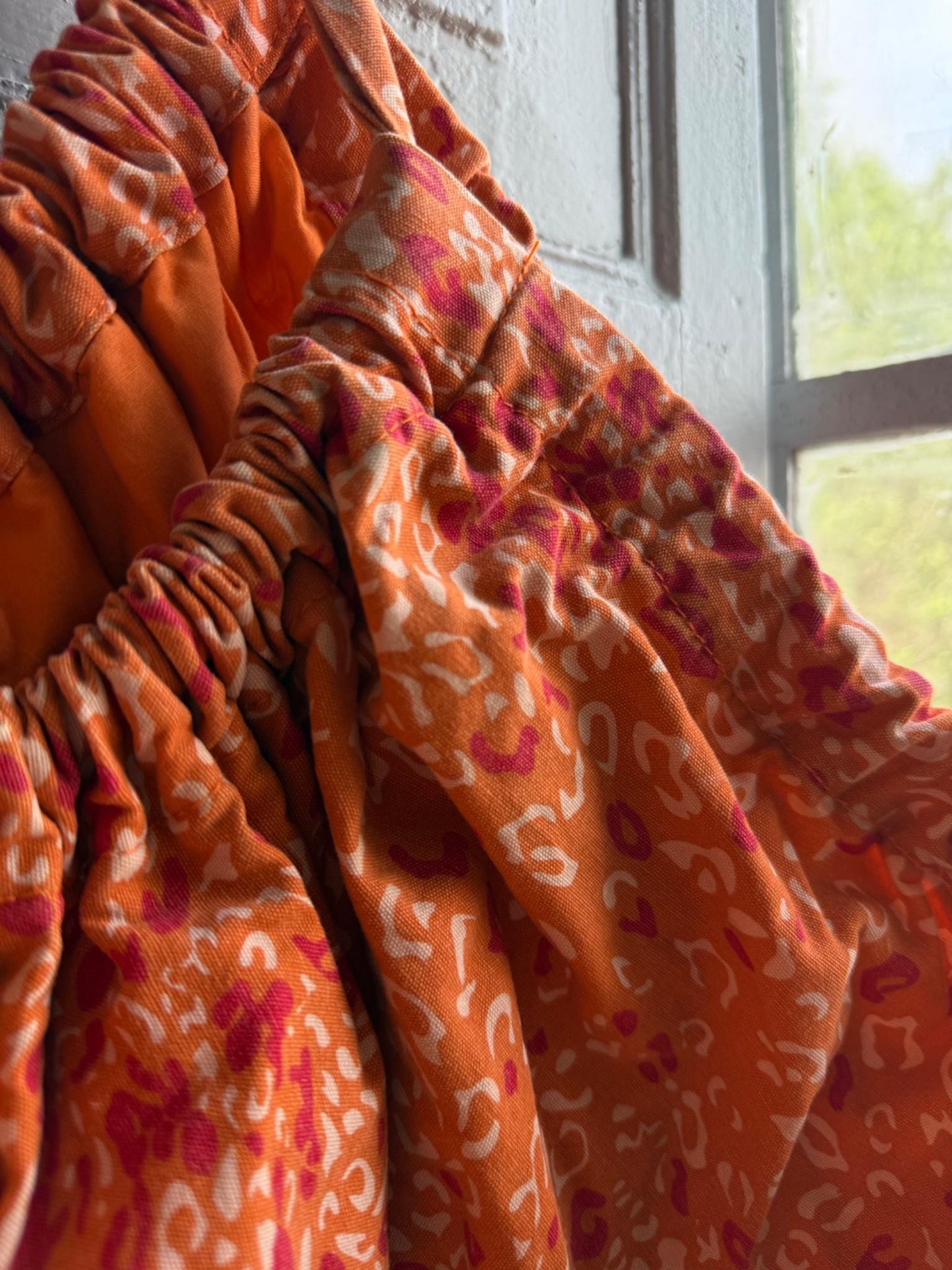 Orange Leopard Print Cotton Shopper Bag — additional view 6