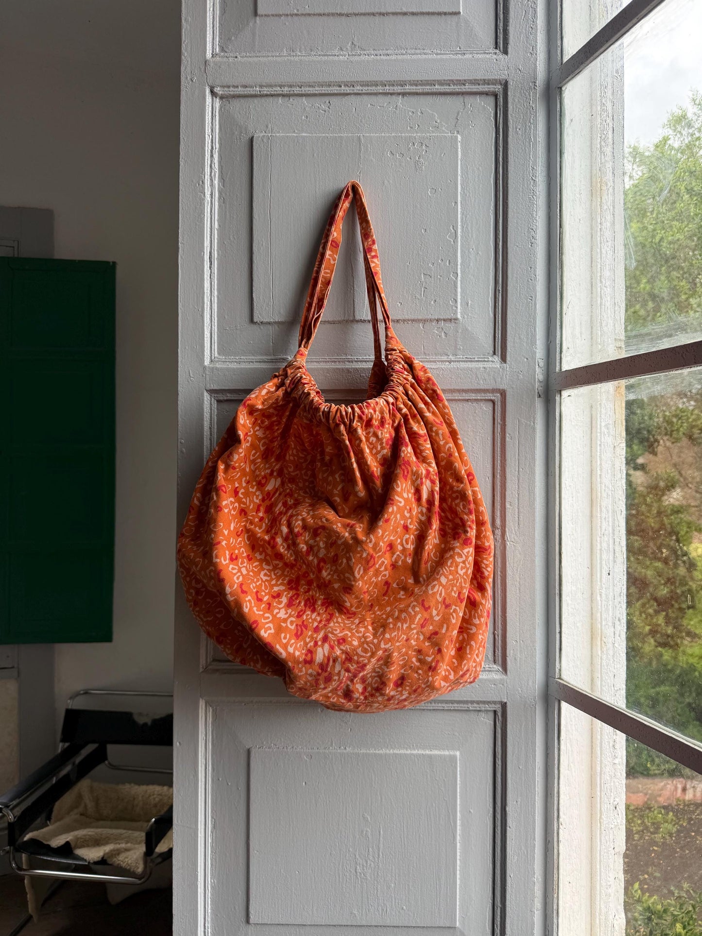 Orange Leopard Print Cotton Shopper Bag — additional view 13